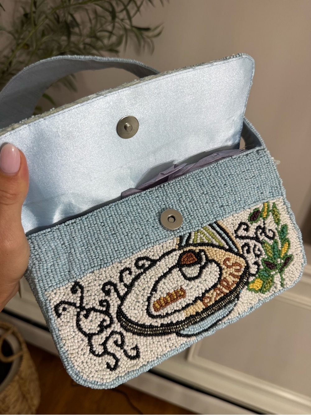 Sol + Mer Blue beaded Paris Theme Shoulder Bag - Picture 6 of 8